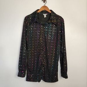 Men's Black Multicolor Polka Dot Shirt